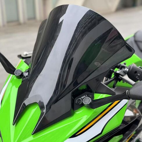 Motorcycle 18.4" Windscreen Windshield Replacement for Kawasaki Ninja500 Ninja 500 SE 2024+ PC Windscreen Double Bubble (Black) in Saudi Arabia