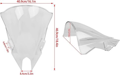 Motorcycle 18.4" Windscreen Windshield Replacement for Kawasaki Ninja500 Ninja 500 SE 2024+ PC Windscreen Double Bubble (Black) in Saudi Arabia