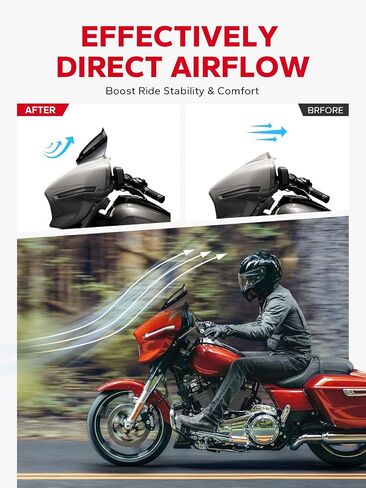 Amazicha Windshield 8 "Wave Windscreen Wind Splitter متوافق مع CVO Street Glide Flhxse 2023-2025 ، Glide Glide Flhx 2024-2025 ، Flhxu 2025 （Black） in Kuwait