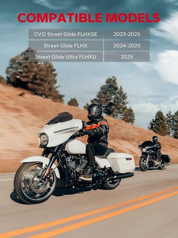 Amazicha Windshield 8 "Wave Windscreen Wind Splitter متوافق مع CVO Street Glide Flhxse 2023-2025 ، Glide Glide Flhx 2024-2025 ، Flhxu 2025 （Black） in Kuwait