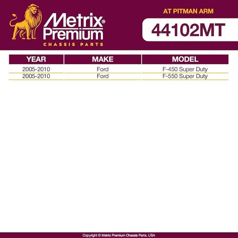 Metrix Premium Chassis Parts - At Pitman Arm Steering Drag Link Fits 2005-2010 Ford F-450 Super Duty, 2005-2010 Ford F-550 Super Duty, Replacement DS300042, Made in Europe in Saudi Arabia