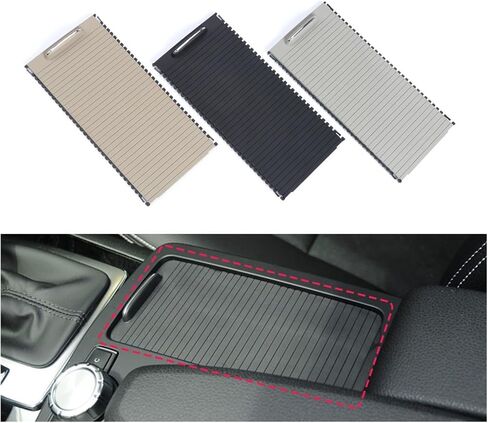 Car Console Cup Holder Blind Cover Zipper Curtain Fit for Benz W204 C Class W212 E Class C180 C200 C220 E200 E260(Black) in Saudi Arabia