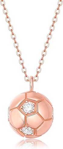 14K Gold 0.6ct VVS1 Diamond Soccer Pendant Necklace for Women,Exclusive Soccer Fan-inspired Lockbone Chain Design, Ideal Gift for Sports Enthusiasts or Soccer Fans in Saudi Arabia