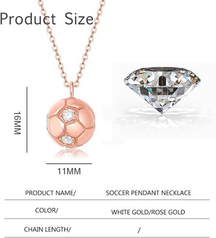 14K Gold 0.6ct VVS1 Diamond Soccer Pendant Necklace for Women,Exclusive Soccer Fan-inspired Lockbone Chain Design, Ideal Gift for Sports Enthusiasts or Soccer Fans in Saudi Arabia