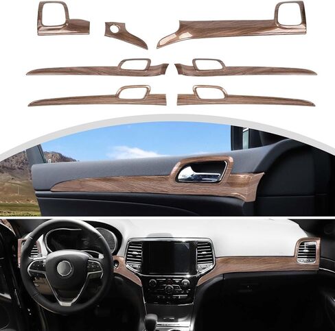 Cherocar 7PCS Center Control Dashboard لوحة تقليم+مجموعة غلاف مقبض الباب الداخلية FIT لعام 2011 2012 2013 2014 2015 2017 2018 2018 2019 in Saudi Arabia