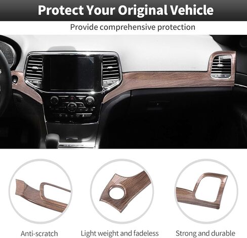 Cherocar 7PCS Center Control Dashboard لوحة تقليم+مجموعة غلاف مقبض الباب الداخلية FIT لعام 2011 2012 2013 2014 2015 2017 2018 2018 2019 in Saudi Arabia