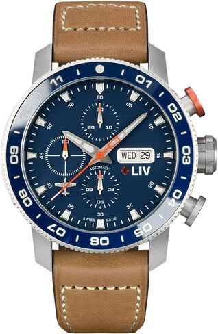 LIV P-51 Titanium 46MM Swiss Automatic Day-Date Chrono Men's Watch - Unidirectional Ceramic Bezel- High-Grade Titanium Case - Sapphire Crystal in Saudi Arabia