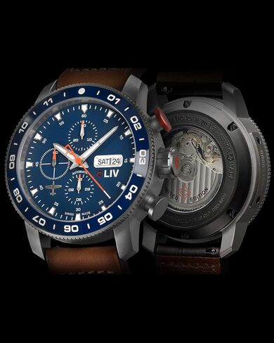 LIV P-51 Titanium 46MM Swiss Automatic Day-Date Chrono Men's Watch - Unidirectional Ceramic Bezel- High-Grade Titanium Case - Sapphire Crystal in Saudi Arabia