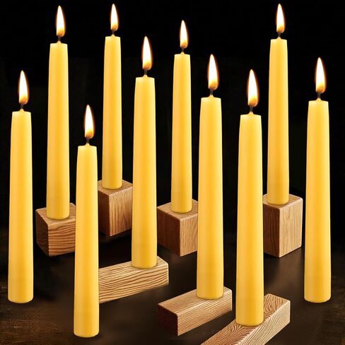 12pcs شمعيات Beeswax Taper ، 7 بوصة شموع شمع العسل النقي الخالصة ، و 7 ساعات تدوم شموع التأمل المحترقة ، شمعة شمع النحل للتأمل في صلاة المنزل (12 ، أصفر) in Kuwait