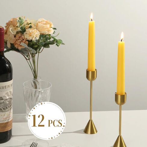 12pcs شمعيات Beeswax Taper ، 7 بوصة شموع شمع العسل النقي الخالصة ، و 7 ساعات تدوم شموع التأمل المحترقة ، شمعة شمع النحل للتأمل في صلاة المنزل (12 ، أصفر) in Kuwait