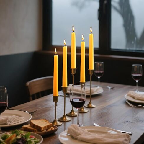 12pcs شمعيات Beeswax Taper ، 7 بوصة شموع شمع العسل النقي الخالصة ، و 7 ساعات تدوم شموع التأمل المحترقة ، شمعة شمع النحل للتأمل في صلاة المنزل (12 ، أصفر) in Kuwait