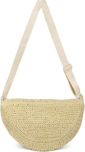 حقيبة Crossbody Straw للنساء الصيفية شاطئ Leach Handbag Crescent Counter Hounder مع حزام قابل للتعديل 2025 in Kuwait