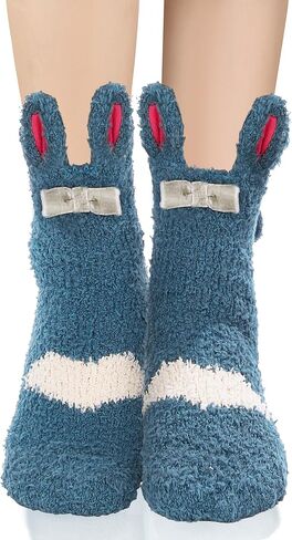 Violet Mist Womens Funny Fuzzy Socks Cute Bunny Fluffy Socks Soft Cozy Socks Winter Warm Fuzzy Socks with Grips in Kuwait