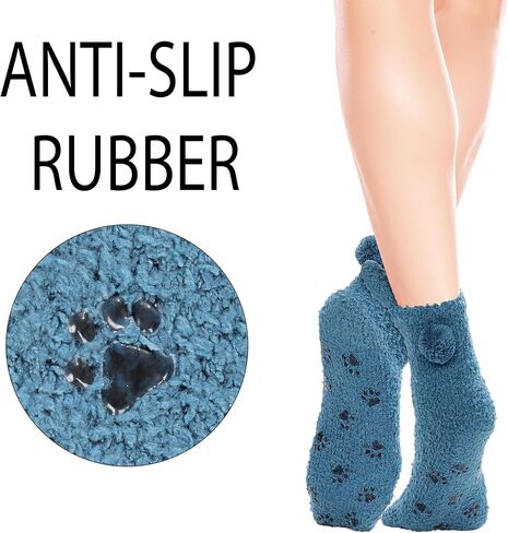 Violet Mist Womens Funny Fuzzy Socks Cute Bunny Fluffy Socks Soft Cozy Socks Winter Warm Fuzzy Socks with Grips in Kuwait