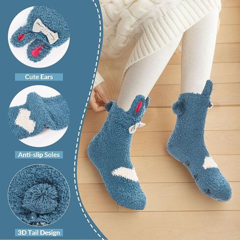Violet Mist Womens Funny Fuzzy Socks Cute Bunny Fluffy Socks Soft Cozy Socks Winter Warm Fuzzy Socks with Grips in Kuwait