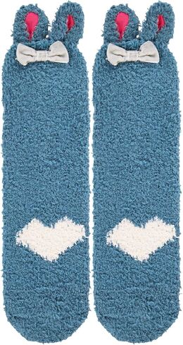 Violet Mist Womens Funny Fuzzy Socks Cute Bunny Fluffy Socks Soft Cozy Socks Winter Warm Fuzzy Socks with Grips in Kuwait