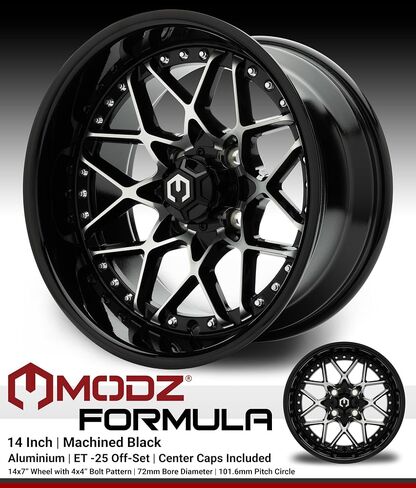 MODZ® Formula Machined Black 14" Golf Cart Wheel in Kuwait
