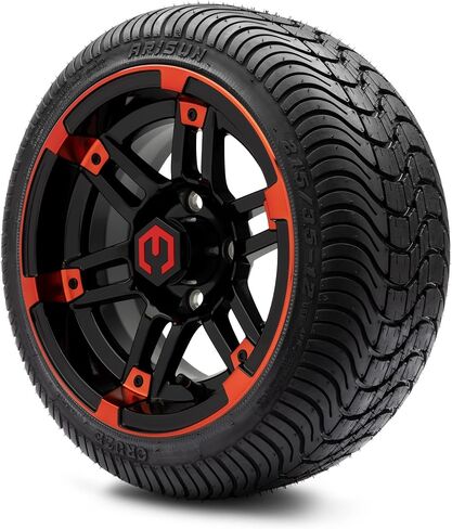 عجلات عربة غولف حمراء وسوداء 12 بوصة و Arisun Cruze (215/35-12) Dot Low Plumper Golf Cart Carbo - مجموعة من 4 in Kuwait
