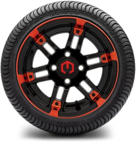 عجلات عربة غولف حمراء وسوداء 12 بوصة و Arisun Cruze (215/35-12) Dot Low Plumper Golf Cart Carbo - مجموعة من 4 in Kuwait
