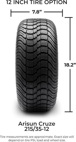 عجلات عربة غولف حمراء وسوداء 12 بوصة و Arisun Cruze (215/35-12) Dot Low Plumper Golf Cart Carbo - مجموعة من 4 in Kuwait