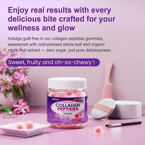 Sugar Free Collagen Peptides Gummies for Women & Men 3000mg w/Antioxidant Blend & Digestive Enzymes, Multi Hydrolyzed Collagen (Type I,II,III,V,X) for Anti-Aging, Hair, Skin, Nails, Digestion, 60Cts in Saudi Arabia