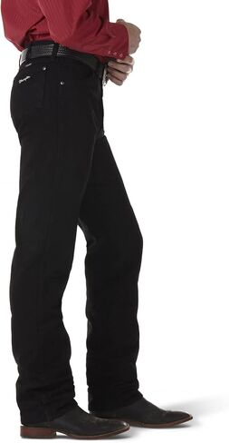 بنطلون جينز رجالي من Wrangler بتصميم Cowboy Cut Active Flex Original Fit، أسود، 36 in Saudi Arabia
