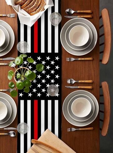 Durable Fabric Table Runner,Blue Line American Flag Honoring Men and Women of Law Enforces Washable Linen Table Runners for Home/Kitchen/Dining Table/Indoor & Outdoor Decor 13x36 inch in Saudi Arabia