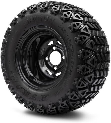 10"x7" Black 8 Window Steel - Golf Cart Lifted Tires and Wheels Combo Set of 4 in Saudi Arabia