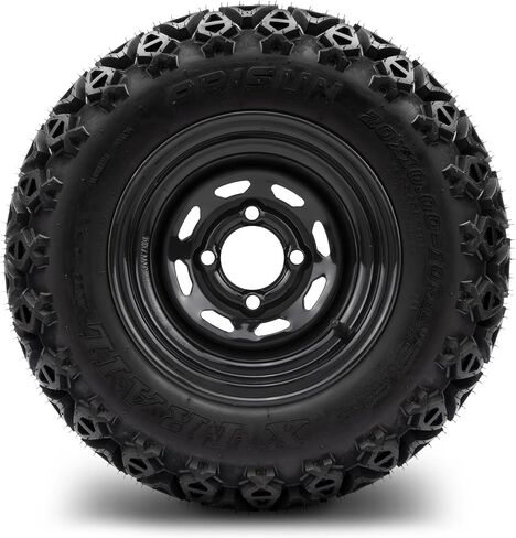 10"x7" Black 8 Window Steel - Golf Cart Lifted Tires and Wheels Combo Set of 4 in Saudi Arabia