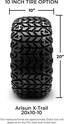10"x7" Black 8 Window Steel - Golf Cart Lifted Tires and Wheels Combo Set of 4 in Saudi Arabia