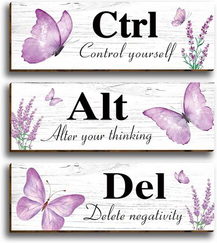 4 قطع من الفراشات الأرجوانية الحديثة ذات الأزهار الخشبية لتزيين جدران المكتب، مقولة ملهمة مع قبول السماح بالإيمان والإيمان، لافتة خشبية معلقة لوحات جدارية تحفيزية للمكتب وغرفة المعيشة والحمام in Kuwait