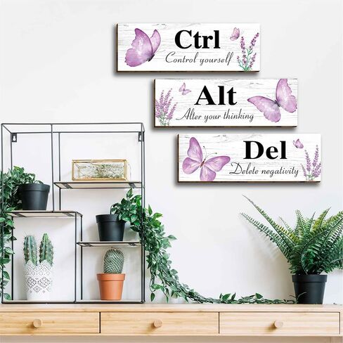 4 قطع من الفراشات الأرجوانية الحديثة ذات الأزهار الخشبية لتزيين جدران المكتب، مقولة ملهمة مع قبول السماح بالإيمان والإيمان، لافتة خشبية معلقة لوحات جدارية تحفيزية للمكتب وغرفة المعيشة والحمام in Kuwait