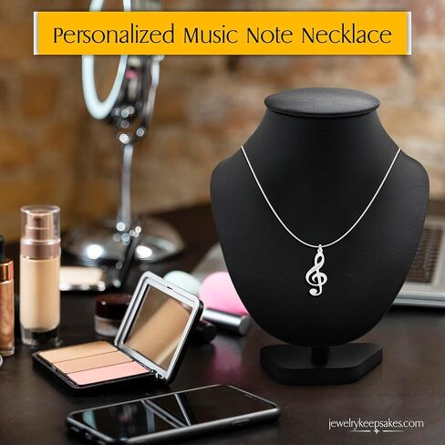 Personalized Music Note Treble Clef Name Necklace in .925 Sterling Silver or Gold Plated. Choose Any Name or Message. Includes 20" Matching chain. Perfect for music lovers or musicians. in Saudi Arabia