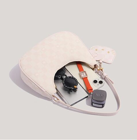Premium PU Pink Anime Cat Shoulder Bag Womens Cute Fashion Handbag, Printed PU Mobile Coin Purse With Anime Keychain KT Cat Charm in Saudi Arabia