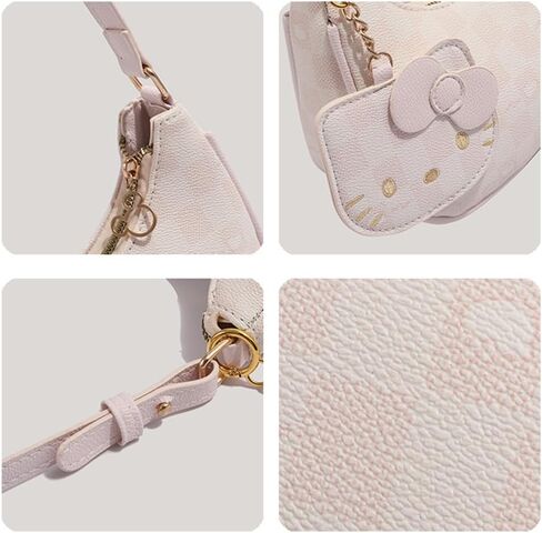 Premium PU Pink Anime Cat Shoulder Bag Womens Cute Fashion Handbag, Printed PU Mobile Coin Purse With Anime Keychain KT Cat Charm in Saudi Arabia