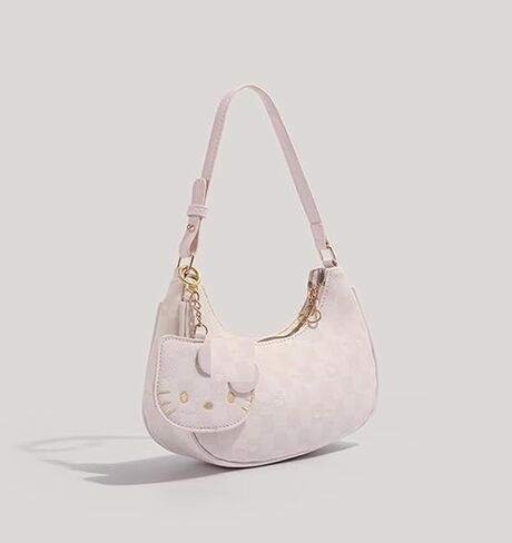 Premium PU Pink Anime Cat Shoulder Bag Womens Cute Fashion Handbag, Printed PU Mobile Coin Purse With Anime Keychain KT Cat Charm in Saudi Arabia