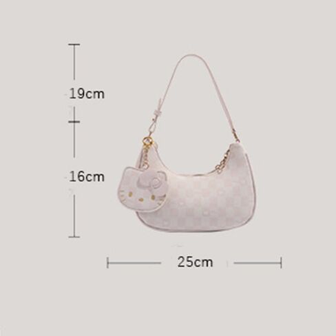 Premium PU Pink Anime Cat Shoulder Bag Womens Cute Fashion Handbag, Printed PU Mobile Coin Purse With Anime Keychain KT Cat Charm in Saudi Arabia