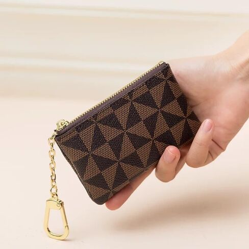 2 Pack Leather Coin Purse for Women with KeyChain Small Zipper Change Purse Coin Pouch Card Holder Men Wallet Clutch (Black + Brown) in Saudi Arabia