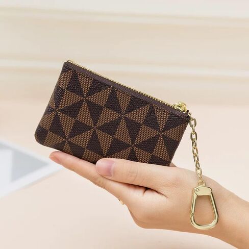 2 Pack Leather Coin Purse for Women with KeyChain Small Zipper Change Purse Coin Pouch Card Holder Men Wallet Clutch (Black + Brown) in Saudi Arabia