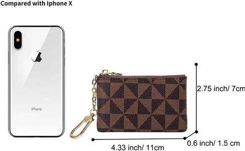 2 Pack Leather Coin Purse for Women with KeyChain Small Zipper Change Purse Coin Pouch Card Holder Men Wallet Clutch (Black + Brown) in Saudi Arabia