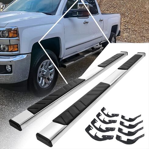 [زوج] 6.7 "ألواح ركض من الفولاذ المقاوم للصدأ ، أشرطة الخطوة الجانبية متوافقة مع 07-19 Chevy Silverado/GMC Sierra Crew CAB in Kuwait