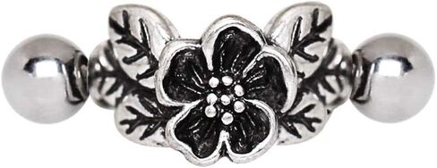 Pierced Owl 16GA 316L Stainless Steel Hibiscus Flower Cartilage Cuff Earring in Saudi Arabia