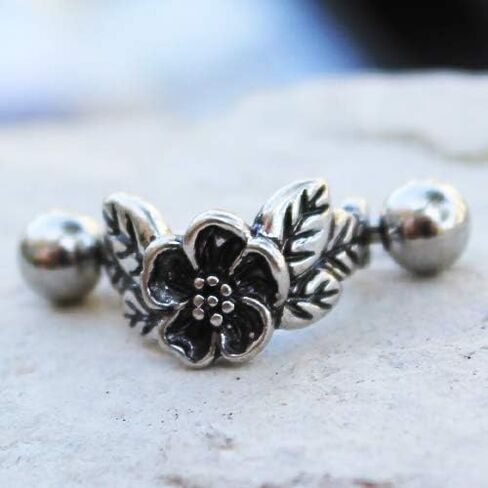 Pierced Owl 16GA 316L Stainless Steel Hibiscus Flower Cartilage Cuff Earring in Saudi Arabia