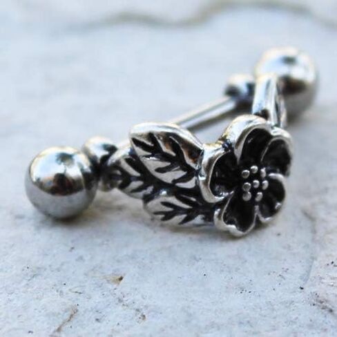 Pierced Owl 16GA 316L Stainless Steel Hibiscus Flower Cartilage Cuff Earring in Saudi Arabia