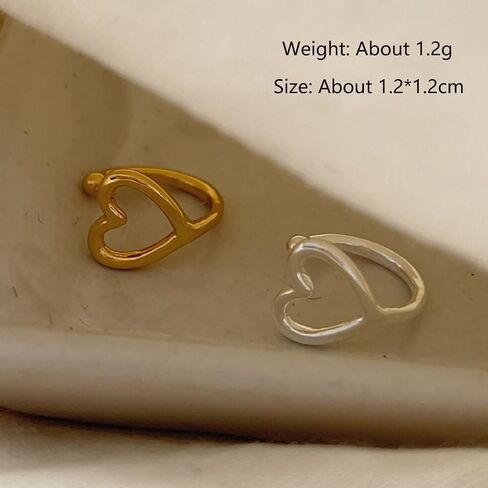 925 Sterling Silver Heart Ear Cuffs Earrings Non Piercing Clip On Earrings for Women Hypoallergenic Ear Clips Stud Earrings Back To School Jewelry Birthday Valentine's Day Gift in Saudi Arabia