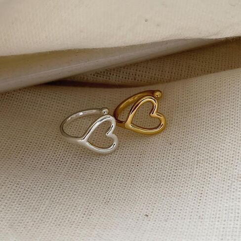 925 Sterling Silver Heart Ear Cuffs Earrings Non Piercing Clip On Earrings for Women Hypoallergenic Ear Clips Stud Earrings Back To School Jewelry Birthday Valentine's Day Gift in Saudi Arabia