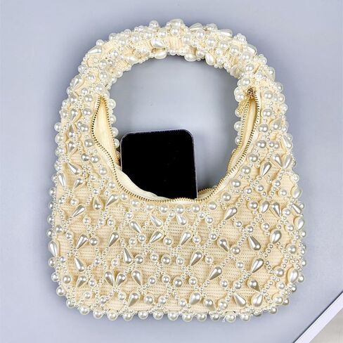 Trendy Pearl Shoulder Purse for Women Small Y2k Tote Bags for Party Rhinestone-Encrusted Designer Handbags in Kuwait