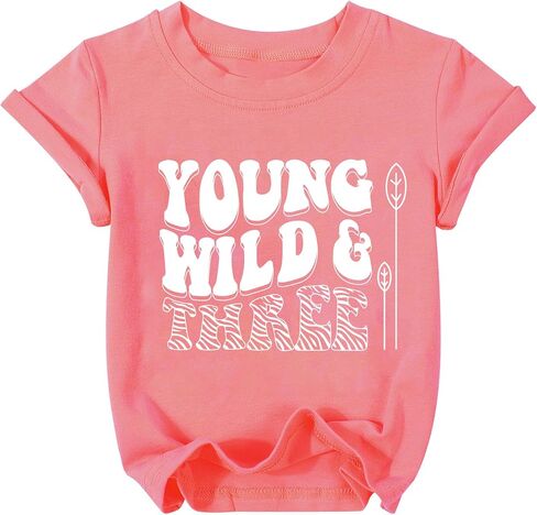 3 Year Old Girl Birthday Gift Young Wild and Three Shirt Toddler Girls 3rd Birthday Tie Dye Tshirt in Saudi Arabia