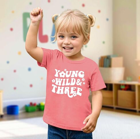 3 Year Old Girl Birthday Gift Young Wild and Three Shirt Toddler Girls 3rd Birthday Tie Dye Tshirt in Saudi Arabia