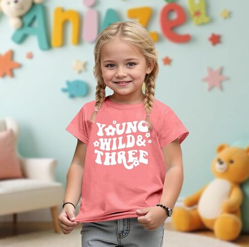 3 Year Old Girl Birthday Gift Young Wild and Three Shirt Toddler Girls 3rd Birthday Tie Dye Tshirt in Saudi Arabia